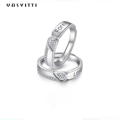 Nhẫn kim cương Zircon không gây dị ứng 0,21cm 1,9g Cặp đôi Nhẫn cưới