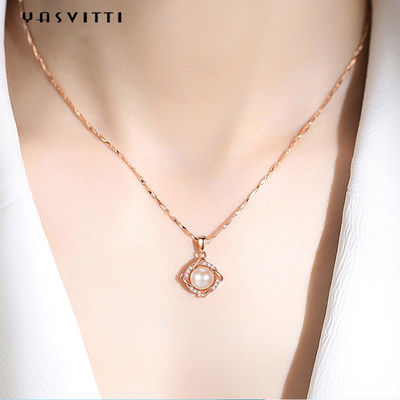 45,5 cm Giáng sinh 8g Sterling Silver Trang sức Dây chuyền 14K 28mm Ngọc trai Kim cương Vòng cổ