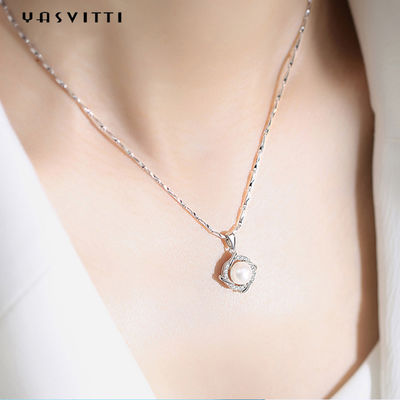 45,5 cm Giáng sinh 8g Sterling Silver Trang sức Dây chuyền 14K 28mm Ngọc trai Kim cương Vòng cổ