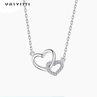 2.17g Mặt dây chuyền trái tim bằng vàng trắng 18in ODM Mặt dây chuyền trái tim bằng bạc cho Valentine