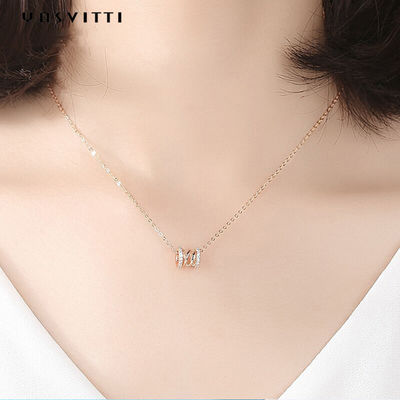 2,64g Sinh nhật 40 cm Vòng cổ kim cương Studded Vòng cổ thắt lưng Thắt lưng 18k Mặt dây chuyền bạc nguyên chất