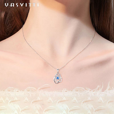 Dây chuyền trang sức bạc Sterling 1,1 gam 16,76mm Vòng cổ bằng đá Sapphire 5A CZ