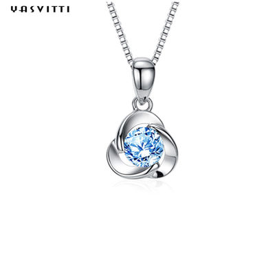 Cỏ ba lá Mặt dây chuyền pha lê màu xanh đơn giản Zircon dành cho nữ Vòng cổ bằng hợp kim mạ điện