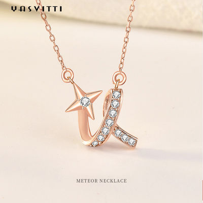 2g 17,7 inch Dây chuyền trang sức bạc Sterling 18k Lễ vòng cổ sao vàng xoắn