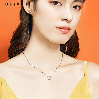 6,3in 3 gam Sterling Bạc Trang sức Dây chuyền 5A Khối Zircon Vương miện Mặt dây chuyền Vòng cổ