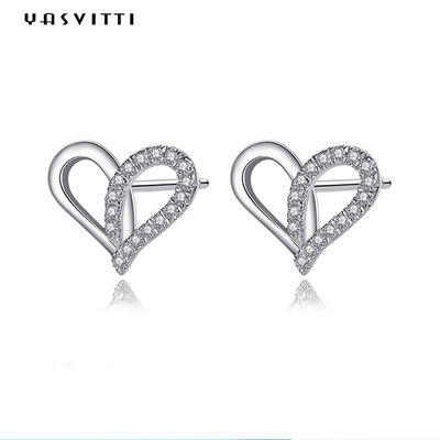 7.7x9.5mm 1.1g Sterling Silver Heart Earrings Silver Plated Silver Ear Drops