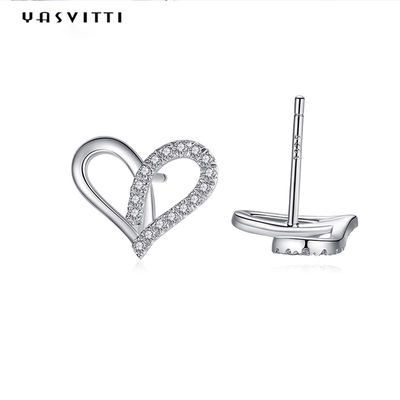 7.7x9.5mm 1.1g Sterling Silver Heart Earrings Silver Plated Silver Ear Drops
