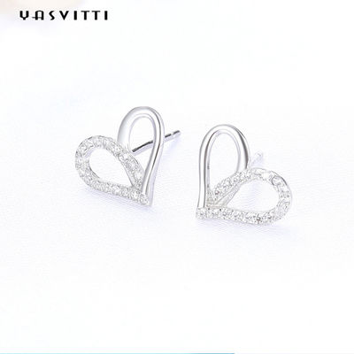 7.7x9.5mm 1.1g Sterling Silver Heart Earrings Silver Plated Silver Ear Drops