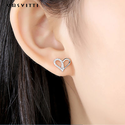 7.7x9.5mm 1.1g Sterling Silver Heart Earrings Silver Plated Silver Ear Drops