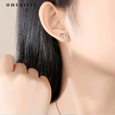 7.7x9.5mm 1.1g Sterling Silver Heart Earrings Silver Plated Silver Ear Drops