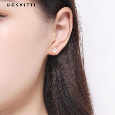 0,25oz 0,07cm Bông tai bạc Sterling 14K Bông tai vỏ bạc mạ vàng