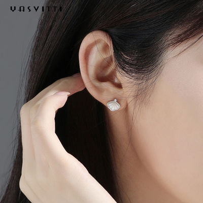 0,25oz 0,07cm Bông tai bạc Sterling 14K Bông tai vỏ bạc mạ vàng