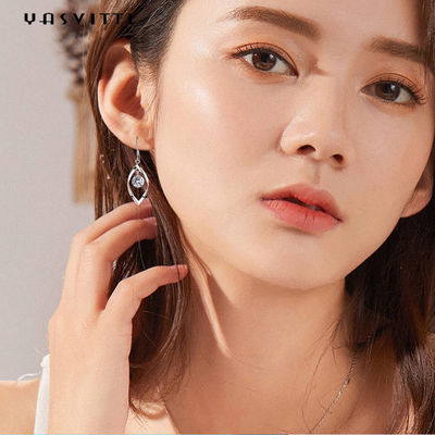 1.61 Inch 0.04oz Bông Tai Trái Tim Bạc Thật 5A Bông Tai Hình Lá Zirconia