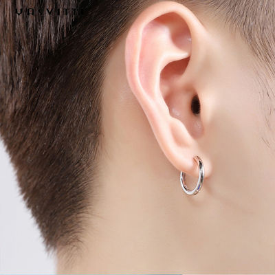 0,07oz 0,12cm Hoa tai trang sức bạc Sterling 316L Hoa tai vòng thép không gỉ cho nam giới