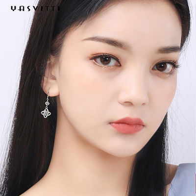 0,31x0,39in ZC Bông tai trang sức bạc Sterling Bông tai cỏ bốn lá không gây dị ứng