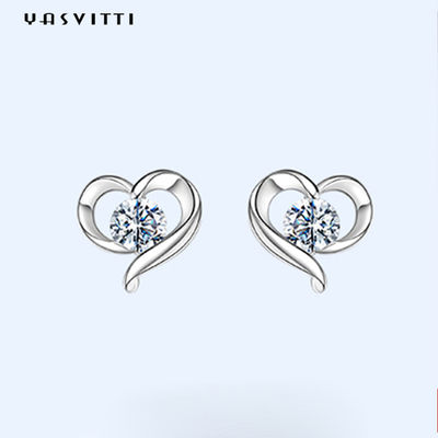2,87g 0,39in Sterling Silver Heart Stud Earrings ODM White 925 Sterling Silver Stud