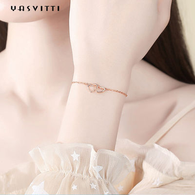 ODM 7.8in 304 SS Vòng tay trượt Bạc 18k Vàng hồng Vòng tay mở trái tim