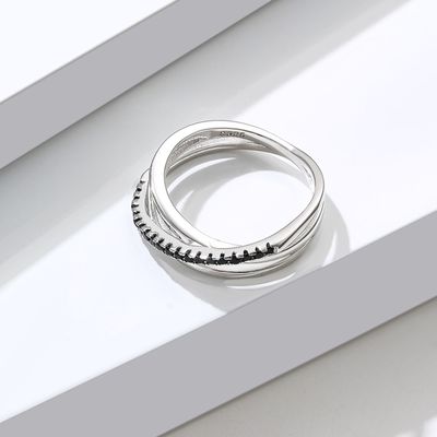2,1g 0,172cm Nhẫn trang sức bạc Sterling 5A CZ Nhẫn ba kim cương SGS