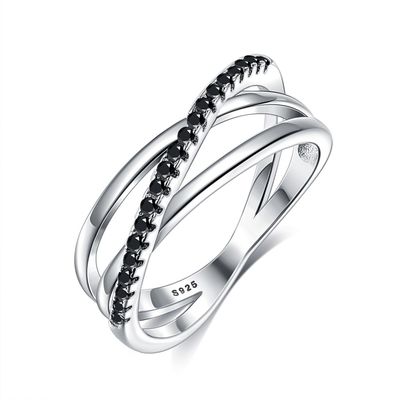2,1g 0,172cm Nhẫn trang sức bạc Sterling 5A CZ Nhẫn ba kim cương SGS