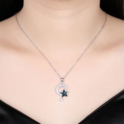 18.1in 4.2g Mặt trời và Mặt trăng Vòng cổ pha lê Ngày lễ tạ ơn 14k Vòng cổ bạc 925