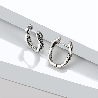 0,5in 1,7g Vòng đeo bện Bông tai xoắn Brincos Sterling Silver Studs Party ODM