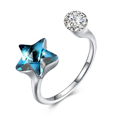 10x17mm 3,23g 925 Nhẫn bạc Sterling Silver Plated Star Diamond Ring SGS