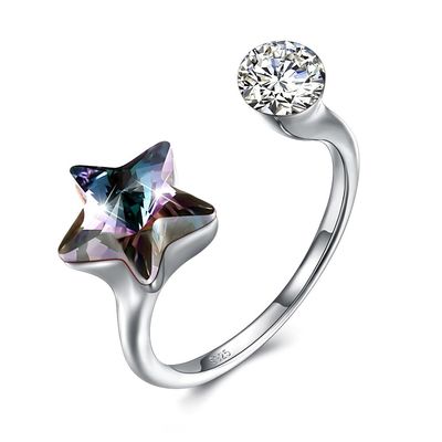 10x17mm 3,23g 925 Nhẫn bạc Sterling Silver Plated Star Diamond Ring SGS