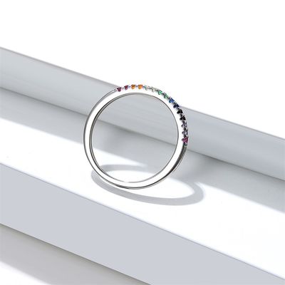 21.1mm 1.2g Sterling Silver Jewelry Nhẫn ODM Chì Vòng Màu Cầu Vồng Miễn Phí