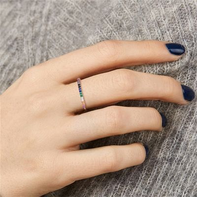 21.1mm 1.2g Sterling Silver Jewelry Nhẫn ODM Chì Vòng Màu Cầu Vồng Miễn Phí