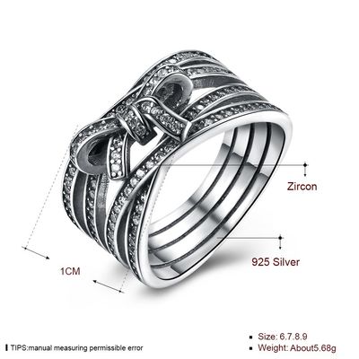 925 Sterling Silver Bowknot Finger Ring với Crystal Women Ring Món quà trang sức ban đầu của Châu Âu