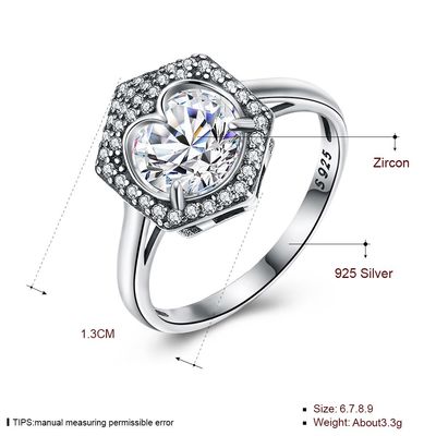 Đồ trang sức sang trọng Nhẫn cưới Cặp đôi S925 Bạc Tám trái tim Tám mũi tên Nhẫn kim cương Zircon