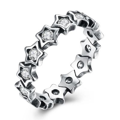 925 Sterling Silver Rings Paved Cubic Zircon Star Finger Ring for Women Trang sức bạc Món quà ngày của mẹ