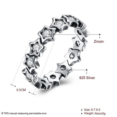 925 Sterling Silver Rings Paved Cubic Zircon Star Finger Ring for Women Trang sức bạc Món quà ngày của mẹ