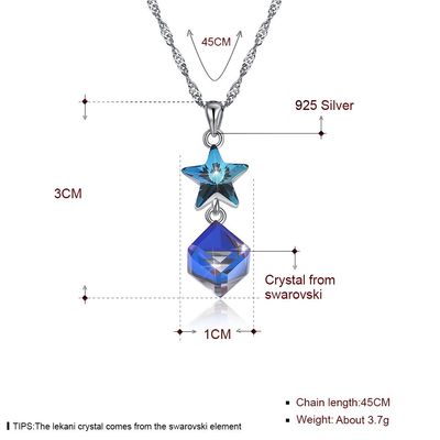 5A 3,7g 45 cm Khối Zirconia Sao Vòng Cổ ODM Sterling Bạc Kim Cương Vòng Cổ