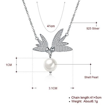 10mm Bướm ngọc trai nước ngọt 14,7 '' 6,1g Chuỗi dây chuyền trang sức bạc Sterling