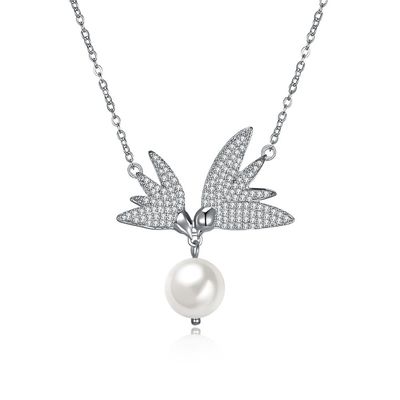 10mm Bướm ngọc trai nước ngọt 14,7 '' 6,1g Chuỗi dây chuyền trang sức bạc Sterling