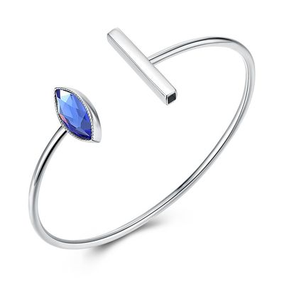 Vòng tay trang sức bạc Sterling màu xanh kim cương