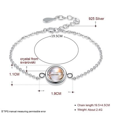 0,64ft 2,4g Sterling Silver Slider Vòng tay S925 Vòng tay hạt tròn có thể điều chỉnh