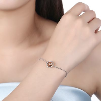0,64ft 2,4g Sterling Silver Slider Vòng tay S925 Vòng tay hạt tròn có thể điều chỉnh
