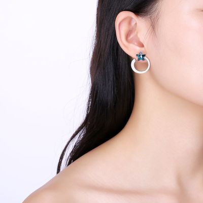 7.2g 2.6x2.1cm Star Hoop Earrings Quà tặng 5A CZ Solid Silver Earrings