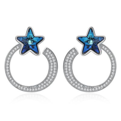 7.2g 2.6x2.1cm Star Hoop Earrings Quà tặng 5A CZ Solid Silver Earrings