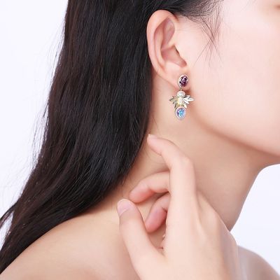 Món quà kim cương Bông tai trang sức bạc Sterling