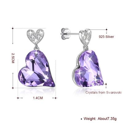 Bông tai trái tim bằng bạc Sterling 0,98x0,55in