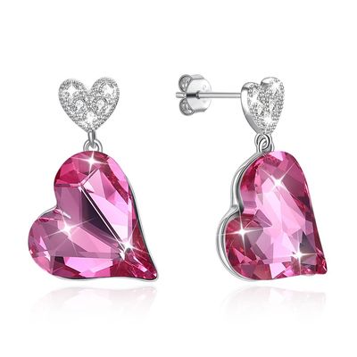 Bông tai trái tim bằng bạc Sterling 0,98x0,55in
