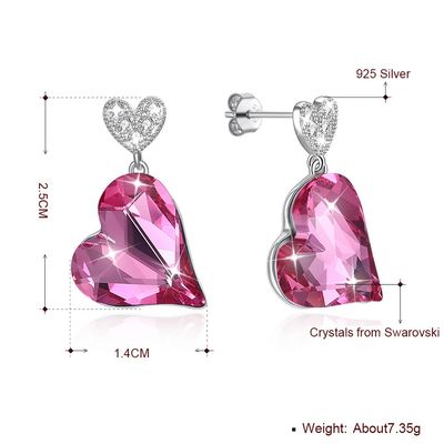 Bông tai trái tim bằng bạc Sterling 0,98x0,55in