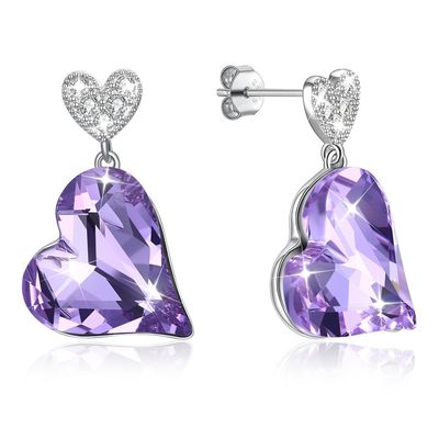 Bông tai trái tim bằng bạc Sterling 0,98x0,55in