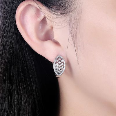 1,9x1cm 4,6 gam Bông tai kim cương thật Hanukkah 925 Sterling Silver Earrings