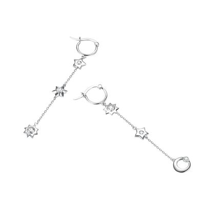 1,75g 3,7 inch Sterling Silver Jewelry Earrings Moon Star Alloy Drop Earrings SGS