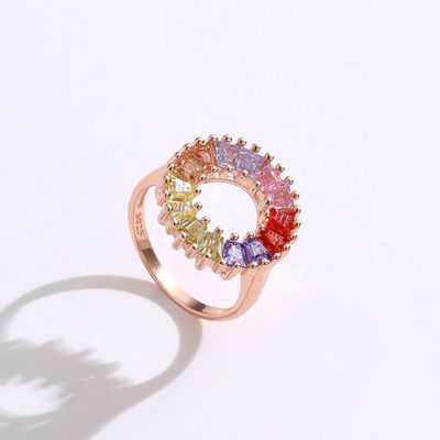 14.1mm 3.4g Zircon Nhẫn đính hôn phụ nữ tốt nghiệp Nhẫn vàng hồng Vermeil
