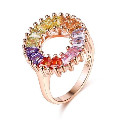 14.1mm 3.4g Zircon Nhẫn đính hôn phụ nữ tốt nghiệp Nhẫn vàng hồng Vermeil